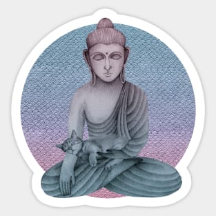 Buddha with cat 2 Sticker